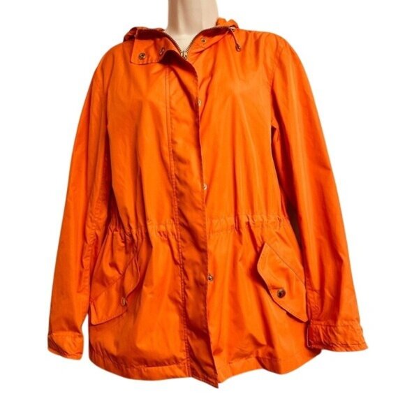 Lauren by Ralph Lauren Autum Orange Hooded Rain/Windbreaker Light Jacket Sz M - Picture 1 of 9